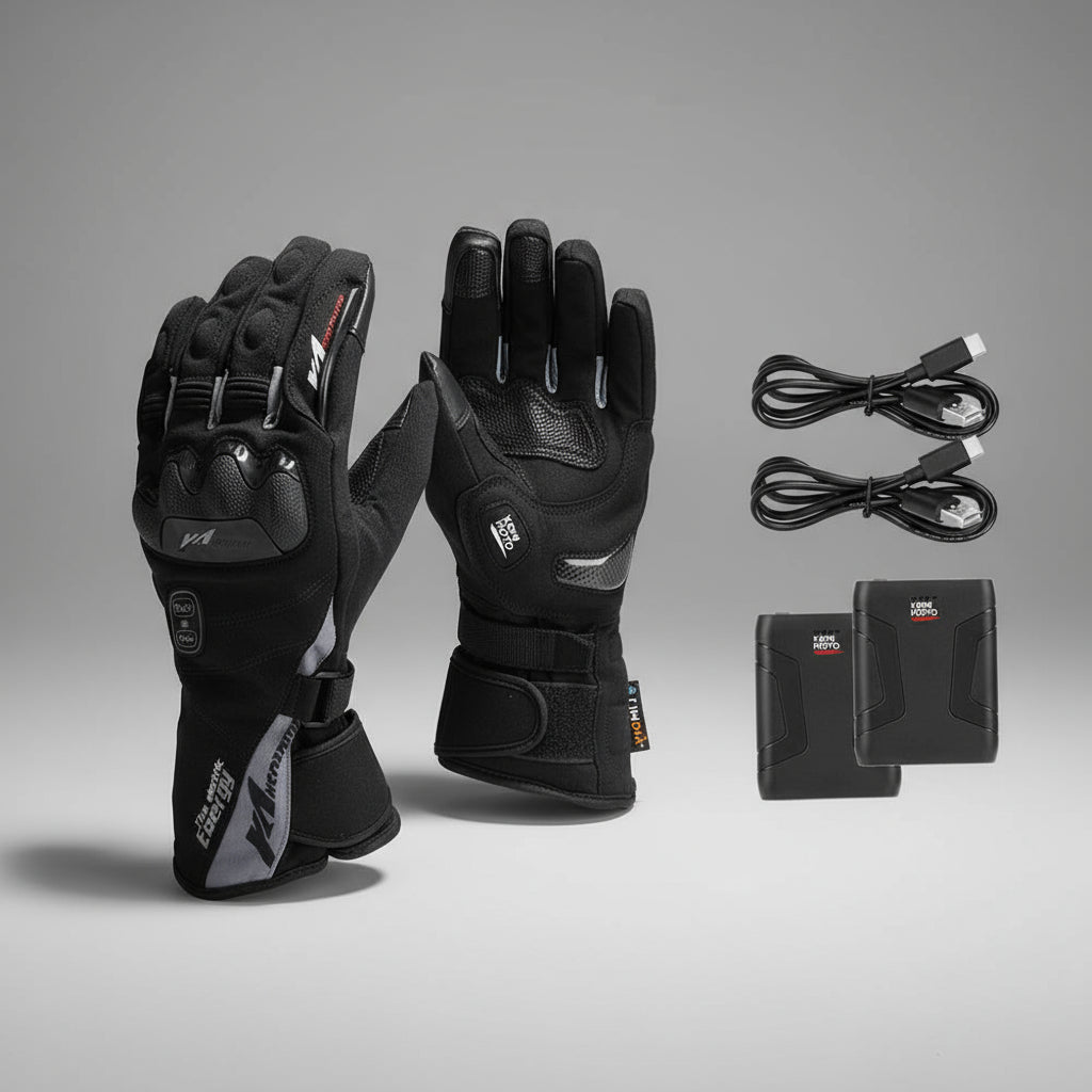 Gants Chauffants Moto  2 batteries