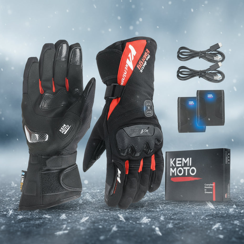 Gants Chauffants Moto 2 batteries